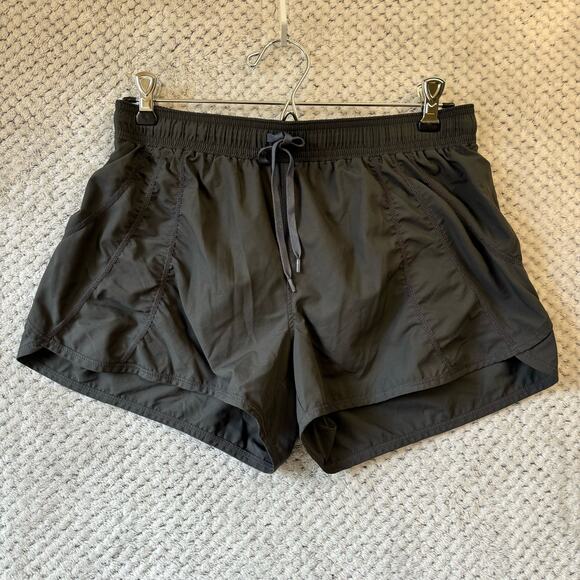 Athleta Pull On Running Shorts S Gray Elastic Waist Inner Briefs Zip Key Pocket - Picture 1 of 7